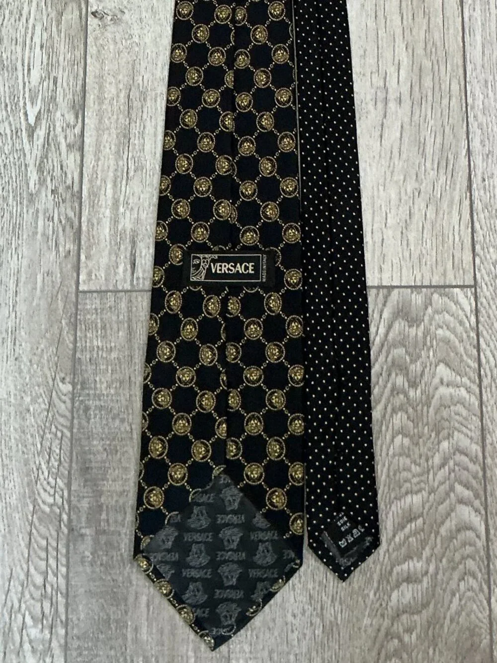 Versace Black Gold Medusa Coin Silk Tie